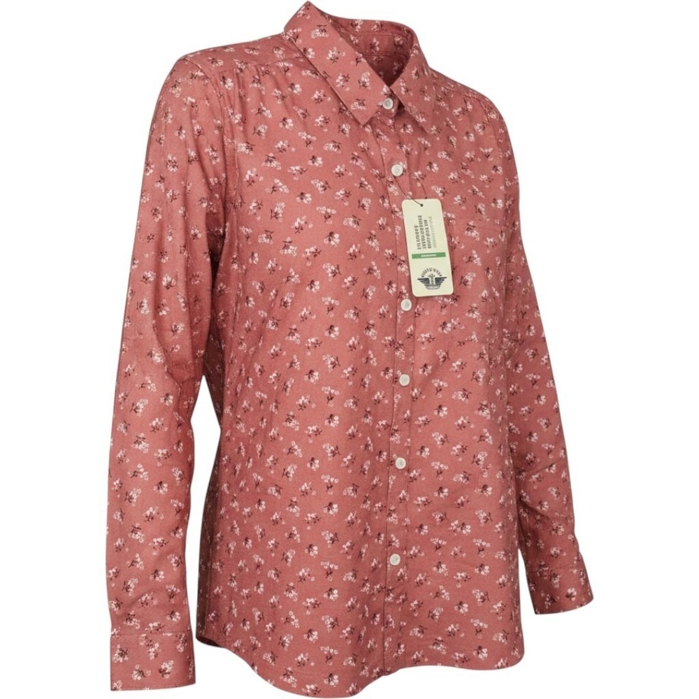 Dockers Womens Dusty Rose Floral Long Sleeve Button Up Blouse Medium A56640006